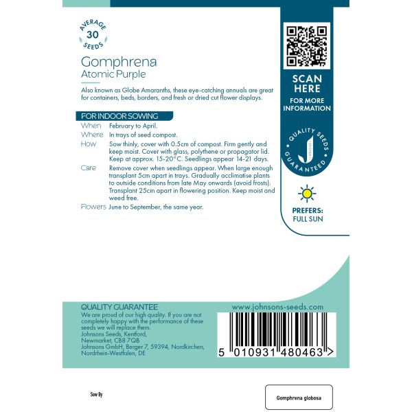 Gomphrena Atomic Purple Seeds