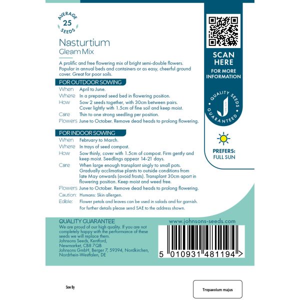 Nasturtium Gleam Mixed Seeds