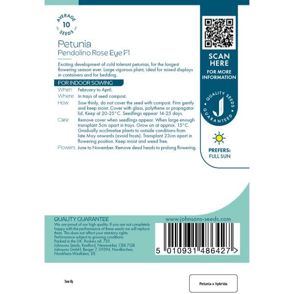Petunia Pendolino Rose Eye Seeds