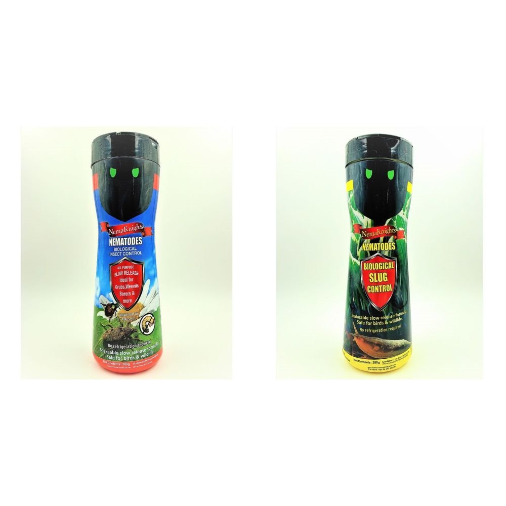 Two bottles of Nature's Formula slug control on a white background