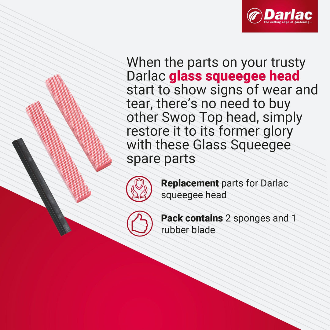 Darlac Swop Top Glass Squeegee Sponge Spares Pack