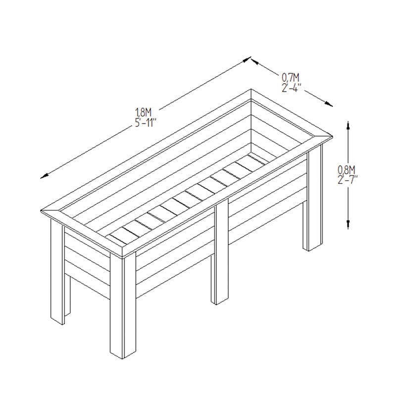 Deep Root Wooden Planter 1.8m