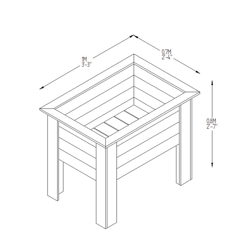 Deep Root Wooden Planter 1m