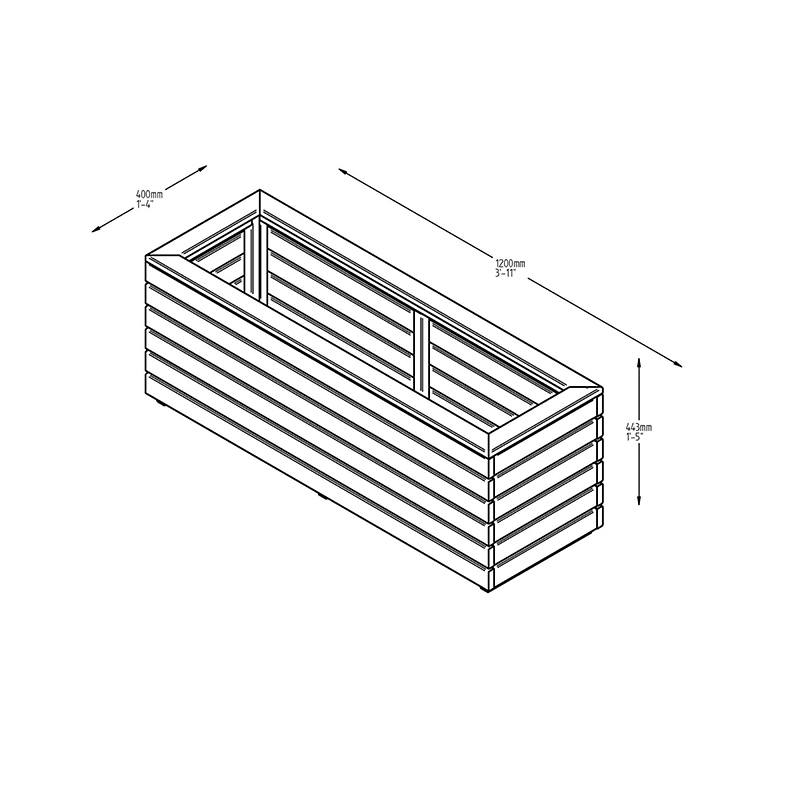 Linear Wooden Planter Long